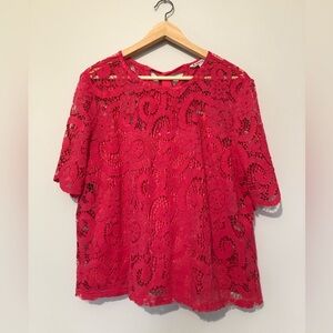 Nanette Size Large Pink Lace Women's Top
